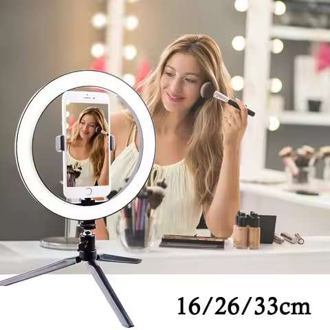 10 Inch LED Ring Light Photographic Selfie Ring Lighting with Phone Holder for Tiktok Youtube Makeup