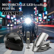 Motorcycle BA20D H4 P15D LED DRL Headlight, White High/Low Beam, AOSMMD