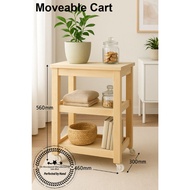 Layer Moveable pine wood mobile storage cart / coffee table / side table