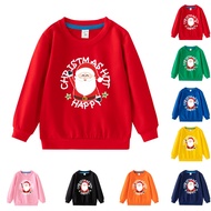 8 Colors Kids Christmas Cartoon Long Sleeve Cotton Crewneck  Sweatshirt Christmas Gift FA012