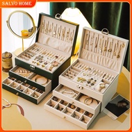 Salvo ﻿Jewelry Box 1-3 Layers Velvet Ring Necklace Jewelry Storage Box Earrings Display Tray
