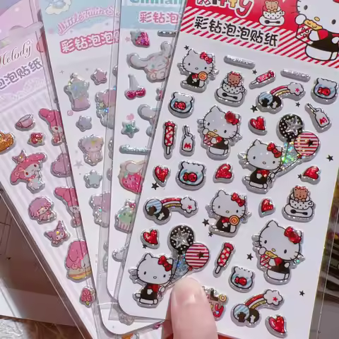 1/2Pcs Genuine Sanrio Stickers Cartoon Hello Kitty Melody Scrapbook Decals Luggage Bicycle Helmets H