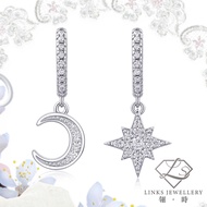 Preferred❤ Real Moissanite Can Pass Diamond Test 18K Gold Star Moon Earrings Earrings ME049 Diamond 
