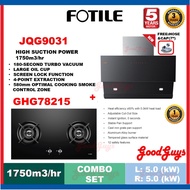 FOTILE JQG9031 CHIMNEY COOKER HOOD 1750m3/hr + FOTILE GHG78215 BUILT-IN HOB / 2 BURNER / 5.0kW / SAF