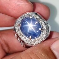 cincin blue safir star ceylon sri langka full berlian