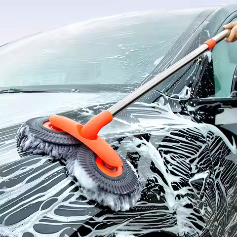 Rotating Three-Section Telescopic Car Wash Mop.Double Head Mop for Car Roof/Window Cleaning Spare mo