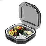 HUMBERTO Pill Organizer Case, Moisture-proof Transparent Mini Pill Box, Medicine Box Weekly 4/6 Grid Rectangular Pill Tablet Storage Box Candy Box