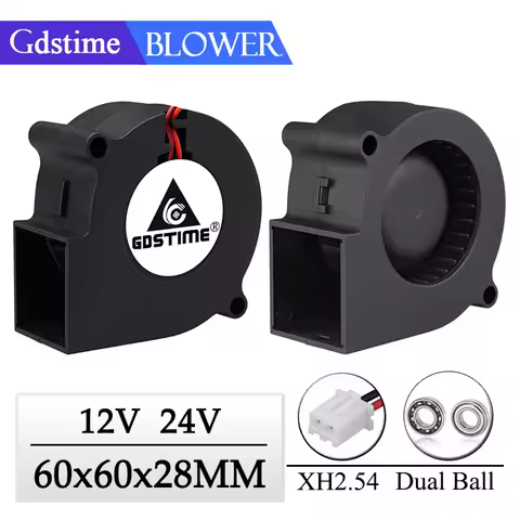 1Pcs Gdstime Brushless DC 12V 24V Cooler Fan 60x60x28mm 60mm 2Pin Centrifugal Blower Fan 6028 6cm Sl