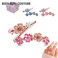 RUFF RUFF COUTURE Women Peach Blossom Ring, Adjustable Open Crystal Accents Cherry Blossom Ring, Gem