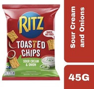 Ritz Toasted Chips Sour and Onion 45g++ ริซท์ โทสเต็ดชิปส์ ซาวร์ครีม แอนด์ ออเนียน 45กรัม