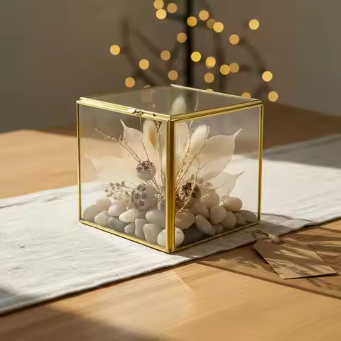 Geometric Glass Terrarium Centerpiece Decoration Glass Geometric Terrarium Brass Frame Display Box N