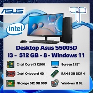 Asus S500Sd Desktop Pc - I3 - 512 Gb + 1 Tb - 8 - Windows 11 - 21.5"