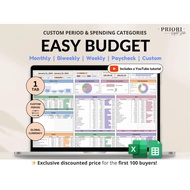 Easy Budget Planner for Google Sheets Paycheck Spreadsheet Excel Template Weekly Biweekly Income Exp