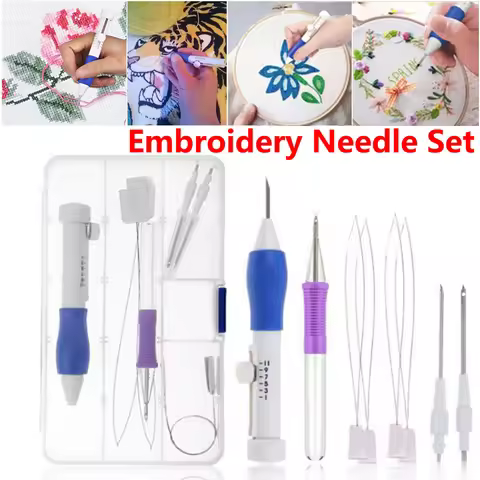 DIY Embroidery Punch Needle Kit Embroidery Pen Set Clothes Embroidery Knitting Sewing Needle Stitchi