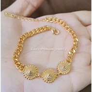 Kendari Three Flower Chain Bracelet 22K Titanium Gold