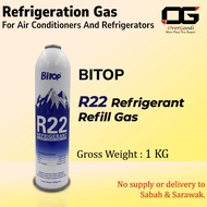 ( NO supply to SABAH & SARAWAK ) BITOP R22 Air Cond Gas Refill Refrigerator Gas 1000Gram Peti Sejuk 