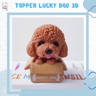Cute 3D Dog Cake Topper | Lucky Dog Chocolate Birthday Cake Decoration