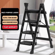 【SG local send】ladder/ladder foldable/step ladder/step stool/black ladder/Step Ladder 3 And 4 Steps 