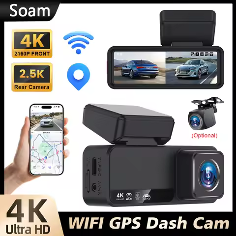 Soam Dash Cam Front And Rear 4K+2.5K Camera DVR 24H Parking Mode 3.2 " IPS Screen Built-in WiFiGPS A