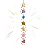 Thyle Healing Crystal Wind Chimes for Outside Window 7 Chakra Hanging Crystal Sun Catchers for Easte