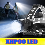 Bright Headlight XHP90 High Power Head Lamp Waterproof Torch Rechargeable h Zoom FlashLight