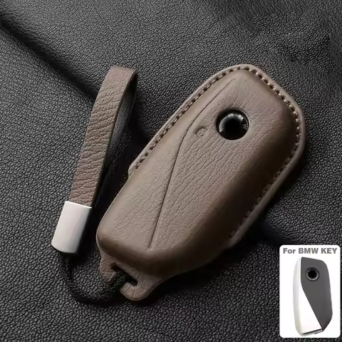 For New BMW Key Fob Cover,Leather,sheepskin BMW key case 2023-2024 5/7 Series 740i 760i X1 X5 X6 X7 