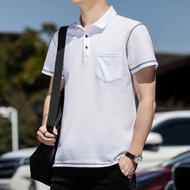 Men's Polo Shirt Trend Casual Short Sleeve T-shirt Shirt Collar Polo with Pocket Half Sleeve Men's Wear
