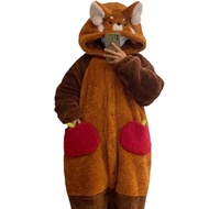 Lovely Raccoon Robe Women Clothing Homewear Anime Onesie For Adults Coral Fleece Warm Pajams Friends