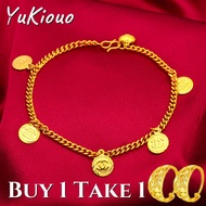 Yukiouo Jewelry Best Seller 18k Gold Pawnable Saudi Gold Origina Fashionable Aesthetic ​Minimalist Design Couple Lucky Charm Pendant Bracelet Creative Gift Bracelet  for Women Buy 1 Take 1 Free Earrings Accessories Women Jewelry Set