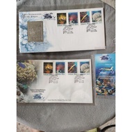 FDC Malaysia - Year of the reef 97 Special Edition Pewter - 3 FDC & 1 miniature (1 set)  邮票首日封 小型张邮票