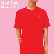 เสื้อยืด ปักลายแมว สีแดง Red Cat Classic T-Shirt