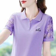 Áo Phông Ngắn Tay Nữ Áo thun polo tay lưới ôm vừa mùa hè màu trơn mới cho nữ