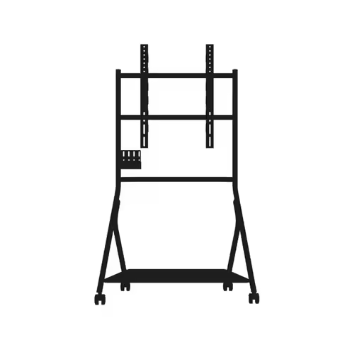 Floor TV Stand, Height Adjustable Roller TV Cart, Mobile TV Stand with Wood Shelf and Storage Bag fo