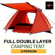 Fully Double Layer Camping Tent Khemah Camping Murah 2 to 3 Person Outdoor Tent