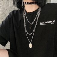 [K-2] Dark TRAP Three-In-One Cross Military Brand Necklace Korean Style Wear Matching Net Beauty Tik