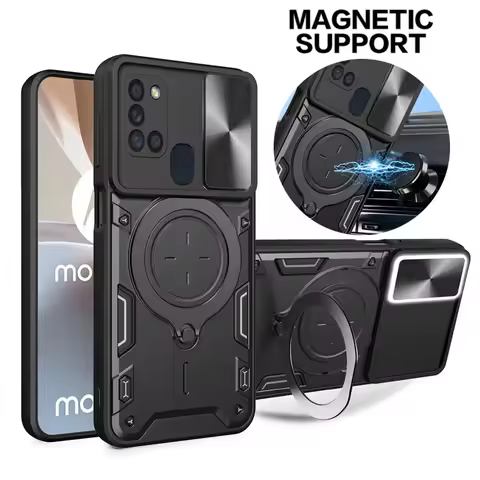 For Samsung Galaxy A21S Case Magnetic Car Holder Metal Ring Slide Armor Phone Case for Samsung A21S 