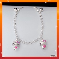 💥PROMO💥#BB217 3D Cute Hello Kitty Pink Heart Charm Baby Anklet-925 Sterling Silver (Original Silver 
