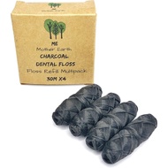 Vegan Biodegradable Bamboo Charcoal Dental Floss Refill Refill | Natural Candelilla Wax | 30M x4 | P