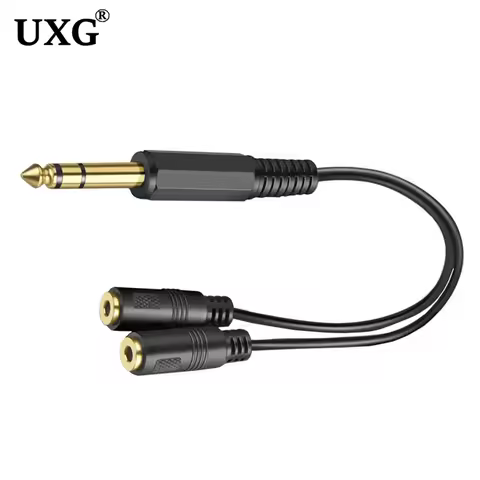 6.35 Mm Male To 2 6.35 Mm 3.5mm Female Adapter Cable 1/4 6.35mm Plug To Dual 6.35mm 3.5 mm Jack Y Sp