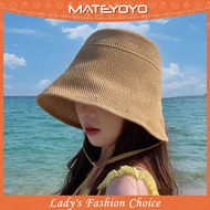 MATEYOYO ผู้หญิงซันแคปกับหลอดลูกไม้ถักหมวกหมวกชายหาดหมวกกันแดดพับเก็บได้หมวกกันแดดแบบสบาย ๆ หมวกกันแ