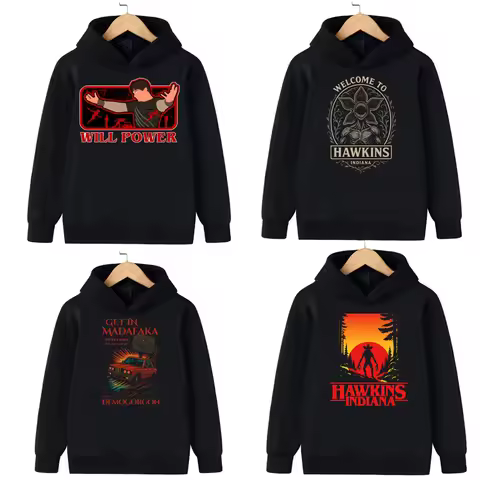 Cartoon Girls Boy Hawkins Demogorgon Hooded Sweatshirt Children's Fashion Casual Tops WILL Girls Clo