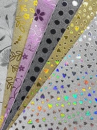 12 x A4 Sheets of Glitter Self Adhesive Glitter Paper Lint Free 80gsm 6 Designs Multi Pack