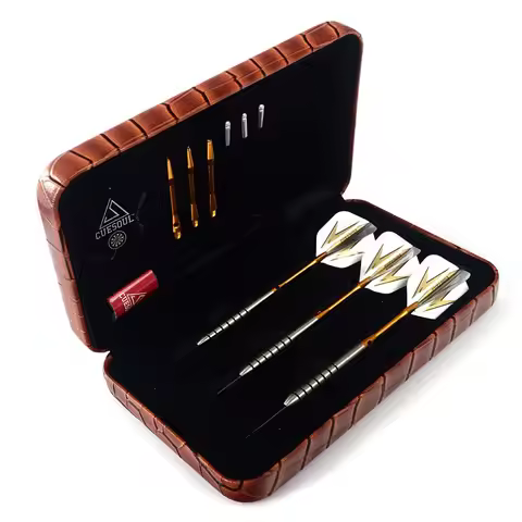 CUESOUL Tungsten Steel Tip Darts-19Grams 90% Tungsten Dart Barrels Darts with Orange Dart Case
