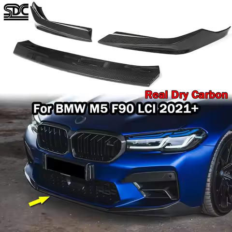 M5 Real Dry Carbon Fiber Front Lip For BMW M5 F90 2021-2023 Competition Carbon Fibre Front Splitter 