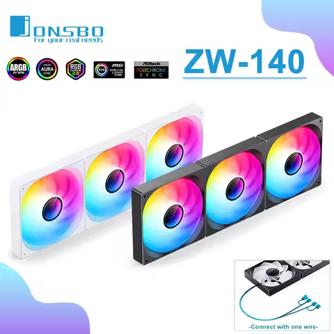 Jonsbo ZW-140 Computer Case Fan ARGB 4PIN PWM PC 140mm Case Cooling Fan 1400rpm Speed Three-unit Fan