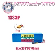 Dolidada-62000mAh-XT60 13S3P 48V 62Ah XT60 DC 54.6V 2A 1000W electric bicycle and scooter, built-in 