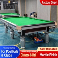 9ft Chinese 8-Ball Pool Table Slate Top Billiard Table Gold/Silver Legs Optional Ball Return / 2-in-