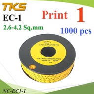 NC Cable Marker EC1 Yellow Wire 2.6-4.2 Sq.mm. 1000 Pieces (Number 1)..