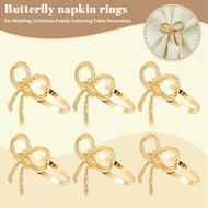 Butterfly Napkins Rings Set of 6 Gold Napkin Rings Holder for Wedding Christmas Family Gathering Tab