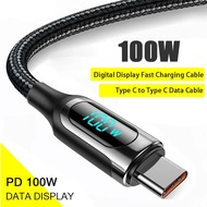 7A 100W Digital Display Type C to Type C Fast Charging Cable 3A 60W USB C to USB C Cable For Laptop 